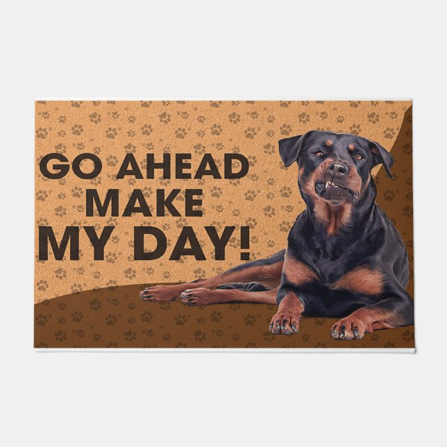 Go Ahead Make My Day, Cool Dog  Doormat (Front)