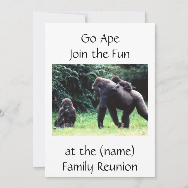 **GO APE** FAMILY REUNION INVITATION OR ANY INVITE (Front)