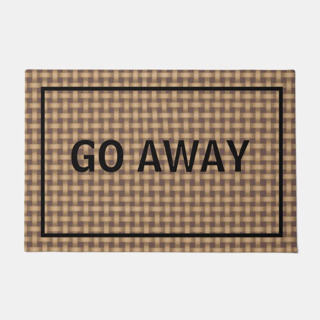Go Away Custom Funny Rustic Burlap Doormat (Front)