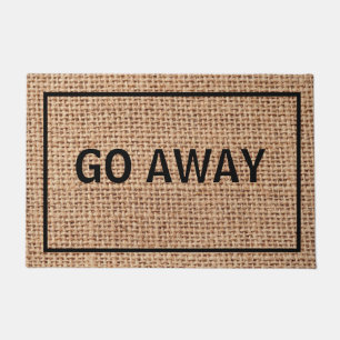 Go Away Custom Funny Rustic Burlap Doormat