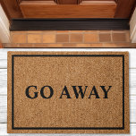 Go Away Custom Introvert Funny Doormat<br><div class="desc">Go Away Custom Introvert Funny Doormat. What a cute way to tell visitors to scram,  leave,  go away,  or no soliciting. Personalise this custom rustic burlap look doormat with your own text. Makes a great housewarming gift.</div>