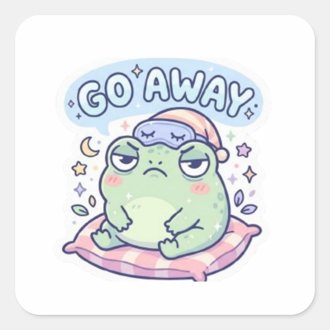 Go Away Frog Sticker Cute Annoyed Frog Funny Meme  (Front)
