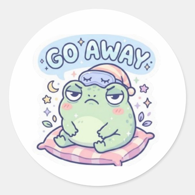 Go Away Frog Sticker Cute Annoyed Frog Funny Meme  (Front)