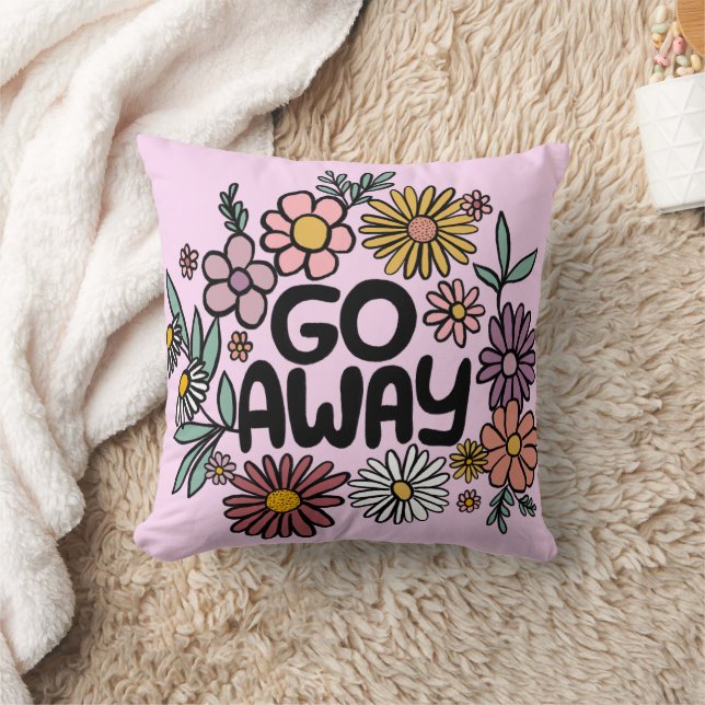 GO AWAY Funny Floral Cute Daisy Hand-Drawn Cushion (Blanket)