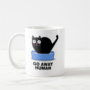 Go Away Human Funny Cute Black Cat Hates Humans Coffee Mug