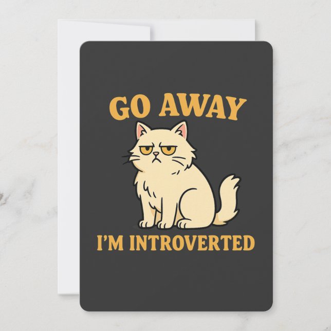 Go Away I'm Introverted – Funny Cat Shirt Invitation (Front)