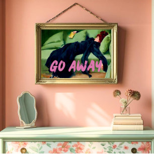 Go Away Wall Art, Vintage Altered Woman Portrait Poster