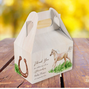 Go baby go running beige horse foal baby shower favour box