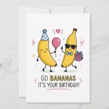 Go Bananas Birthday | Funny Banana Birthday Card