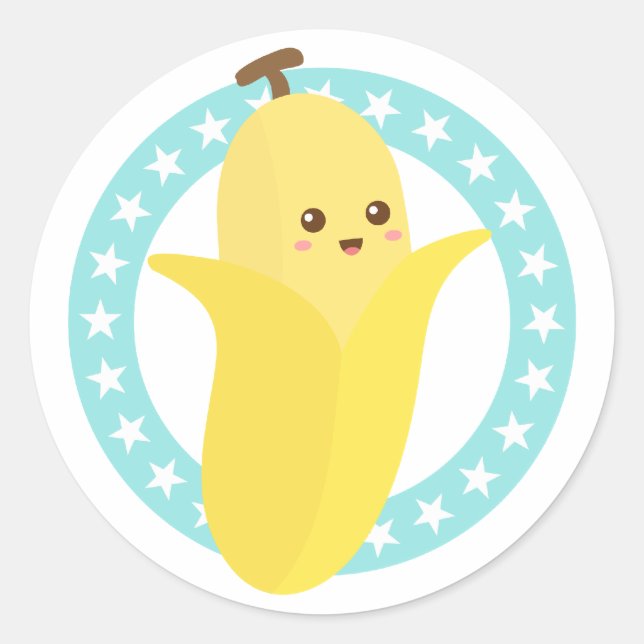 Go Bananas with Cute Banana Classic Round Sticker (Front)