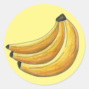 Go Bananas Yellow Banana Bunch Fruit Foodie Classic Round Sticker