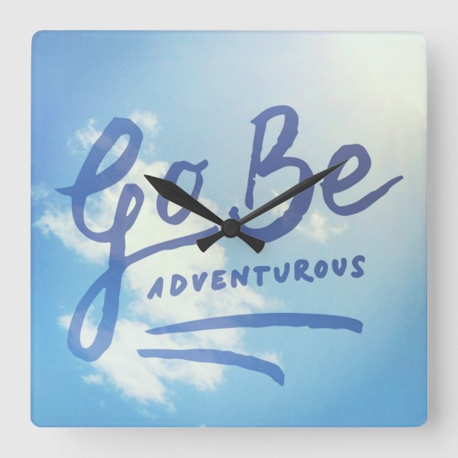 Go Be Adventurous Sky Square Wall Clock (Front)
