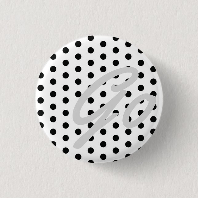 GO BLACK POLKA DOT PIN (Front)