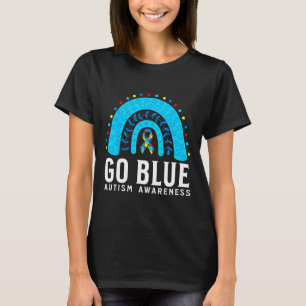 Go Blue Autism Awareness Support Gifts Blue Ribbon T-Shirt