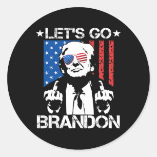 Go Brandon Trump Middle Finger Flag  Classic Round Sticker
