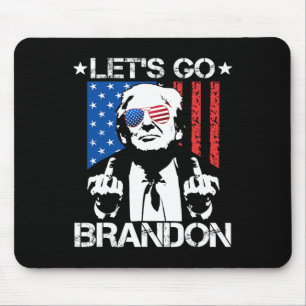 Go Brandon Trump Middle Finger Flag Mouse Pad