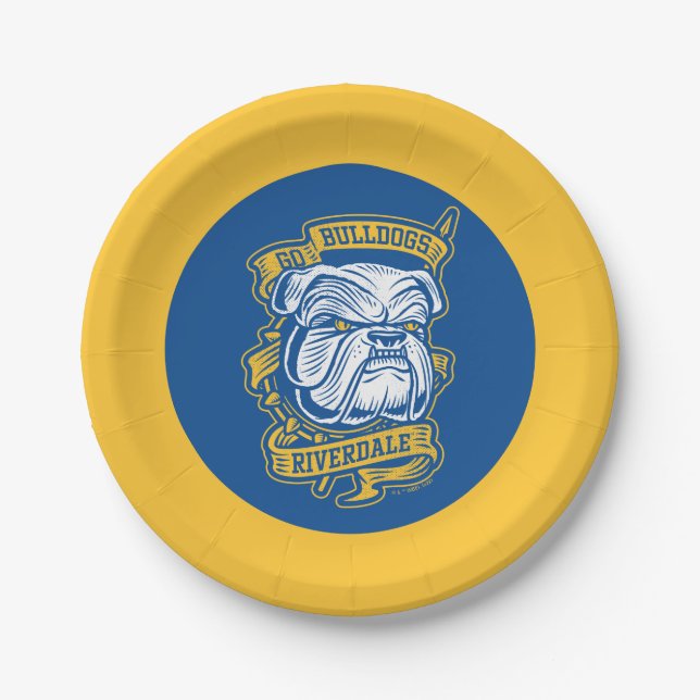 Go Bulldogs - Riverdale Mascot Banner Paper Plate (Front)
