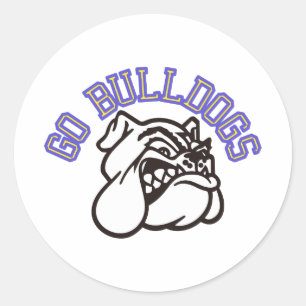 Go Bulldogs (with border) Classic Round Sticker