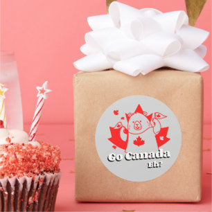 Go Canada Eh? Funny Canadian Bear with Flag Classic Round Sticker