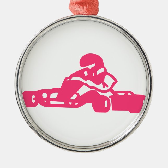 Go Cart Silhouette Metal Tree Decoration (Front)