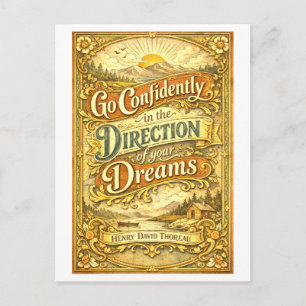 "Go Confidently" Thoreau Quote Postcard