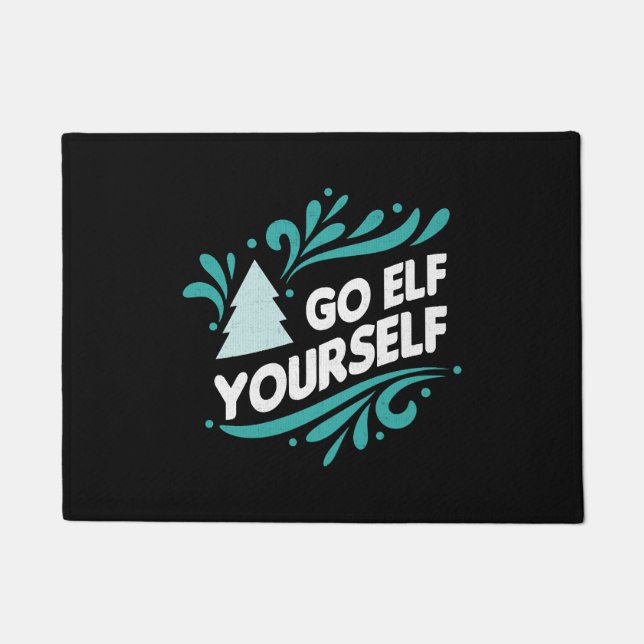 Go Elf Yourself Funny Christmas Design Doormat (Front)