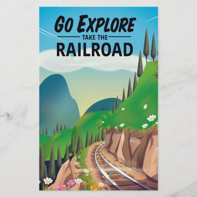 Go Explore take the Railroad Stationery (Front)