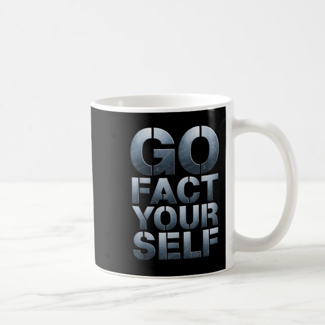 Go Fact Yourself Funny Slogan Science Steel Engine Coffee Mug (Right)