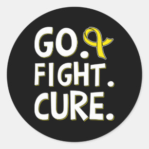 Go Fight Cure Gold Ribbon Childhood Cancer Awarene Classic Round Sticker