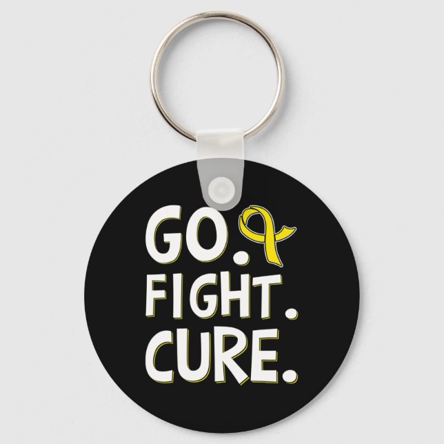 Go Fight Cure Gold Ribbon Childhood Cancer Awarene Key Ring (Front)