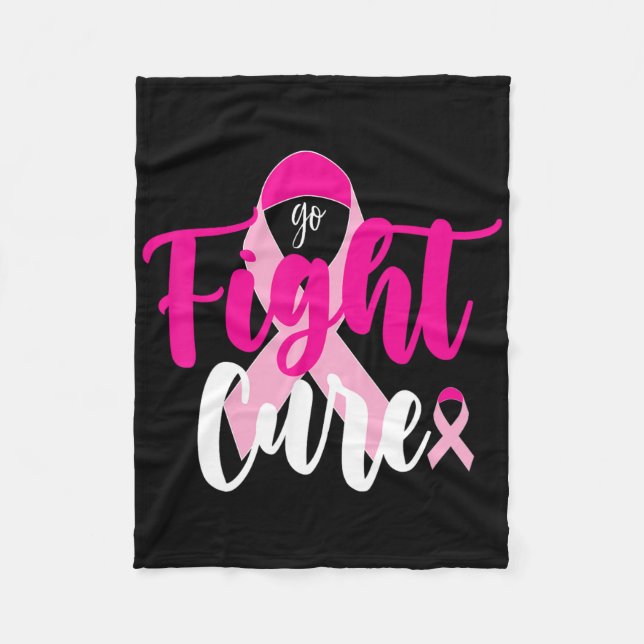 Go Fight Cure Pink Ribbon Breast Cancer Awareness  Fleece Blanket (Front)