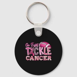 Go Fight Tackle Cancer Football Breast Cancer Awar Key Ring
