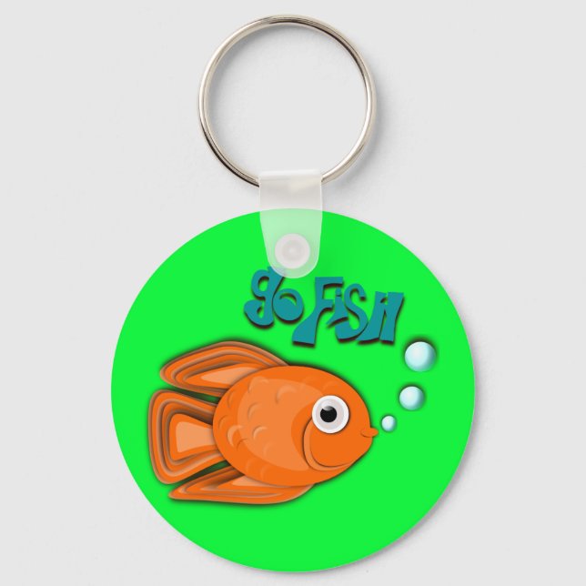 "Go Fish" Goldfish Key Ring (Front)