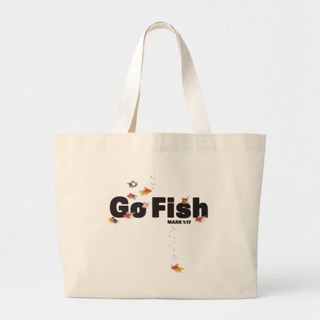 Go Fish Large Tote Bag (Front)