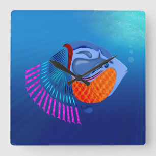 Go Fish Square Wall Clock