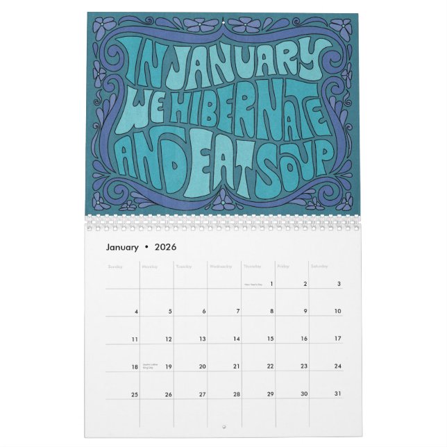 Go For It! Groovy Lettering Calendar  (Jan 2026)