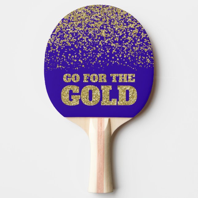 Go for the Gold Glitter Purple Ping Pong Paddle (Front)