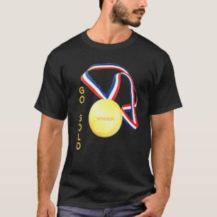 Go For The Gold Sports Award Medal Winner Sandymap T-Shirt