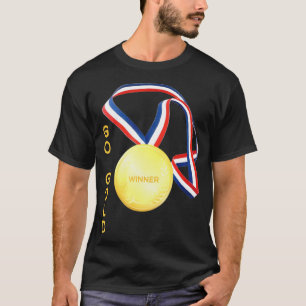 Go For The Gold Sports Award Medal Winner Sandymap T-Shirt