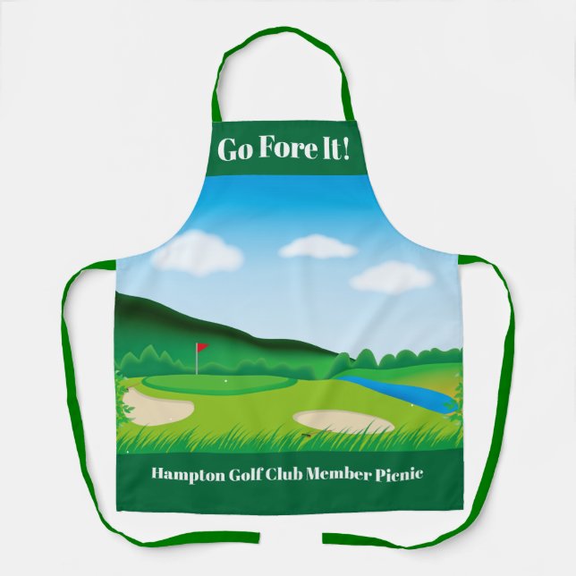 "Go Fore It!" Golf Lover Picnic Apron (Front)