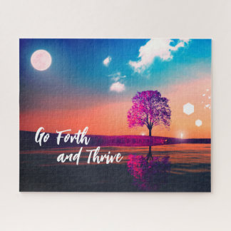 Go Forth and Thrive Magical Tree at Sunset Nature Jigsaw Puzzle