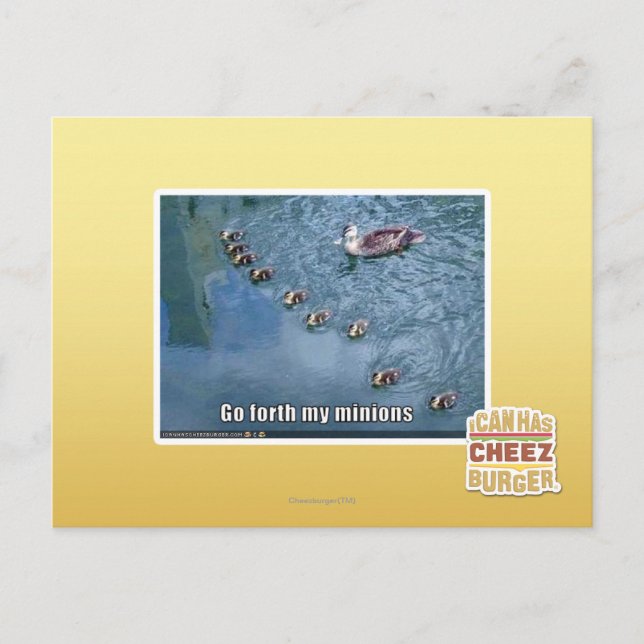 Go forth my minions postcard (Front)