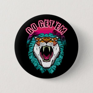 Go get 'em - Tiger Face Graphic Design 6 Cm Round Badge