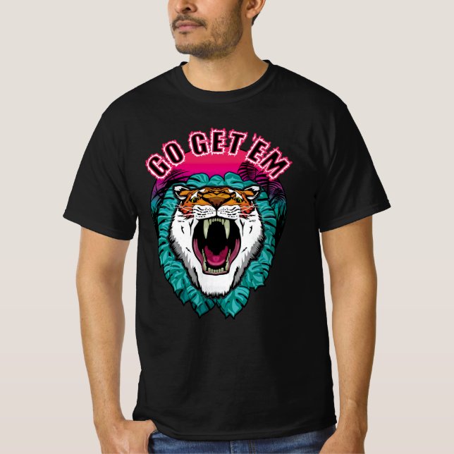 Go get 'em - Tiger Face Graphic Design T-Shirt (Front)