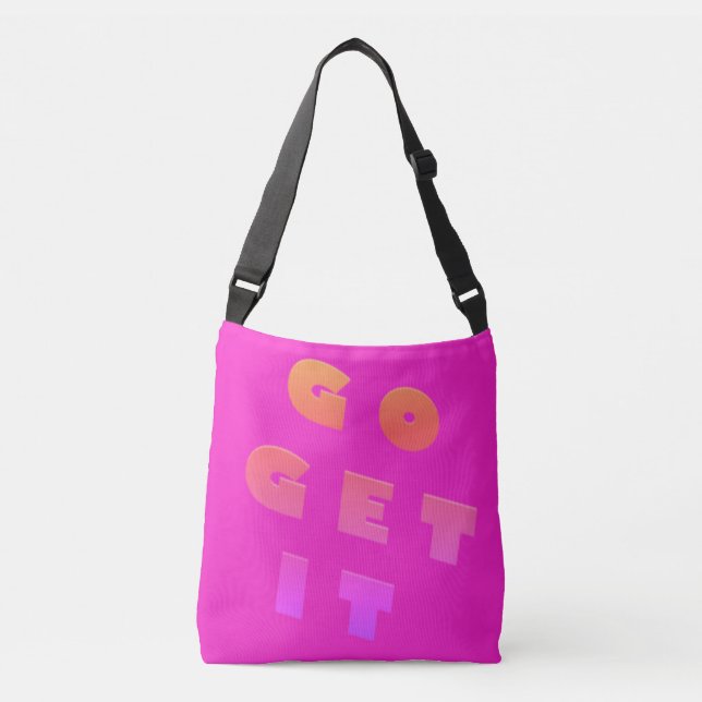Go get it logo bright pink design crossbody bag (Front)