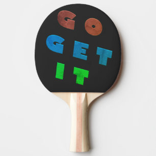 Go get it logo coloured design ping pong paddle