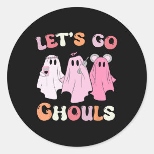 Go Ghouls Halloween Ghost Outfit Costume Retro Gro Classic Round Sticker