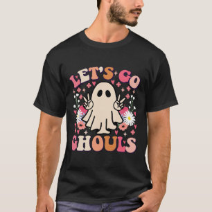 Go Ghouls Retro Floral Ghost Groovy Halloween T-Shirt