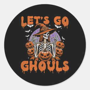 Go Ghouls Witch Retro Halloween Costume For Women  Classic Round Sticker