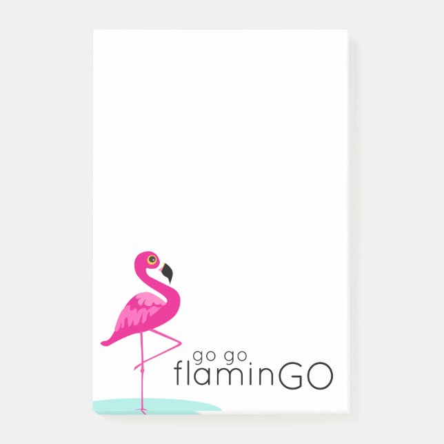 Go go flaminGO pink flamingo post it notes (Front)